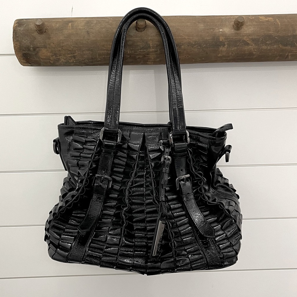 Burberry Prorsum Black Leather Lowry Ribbon Tote